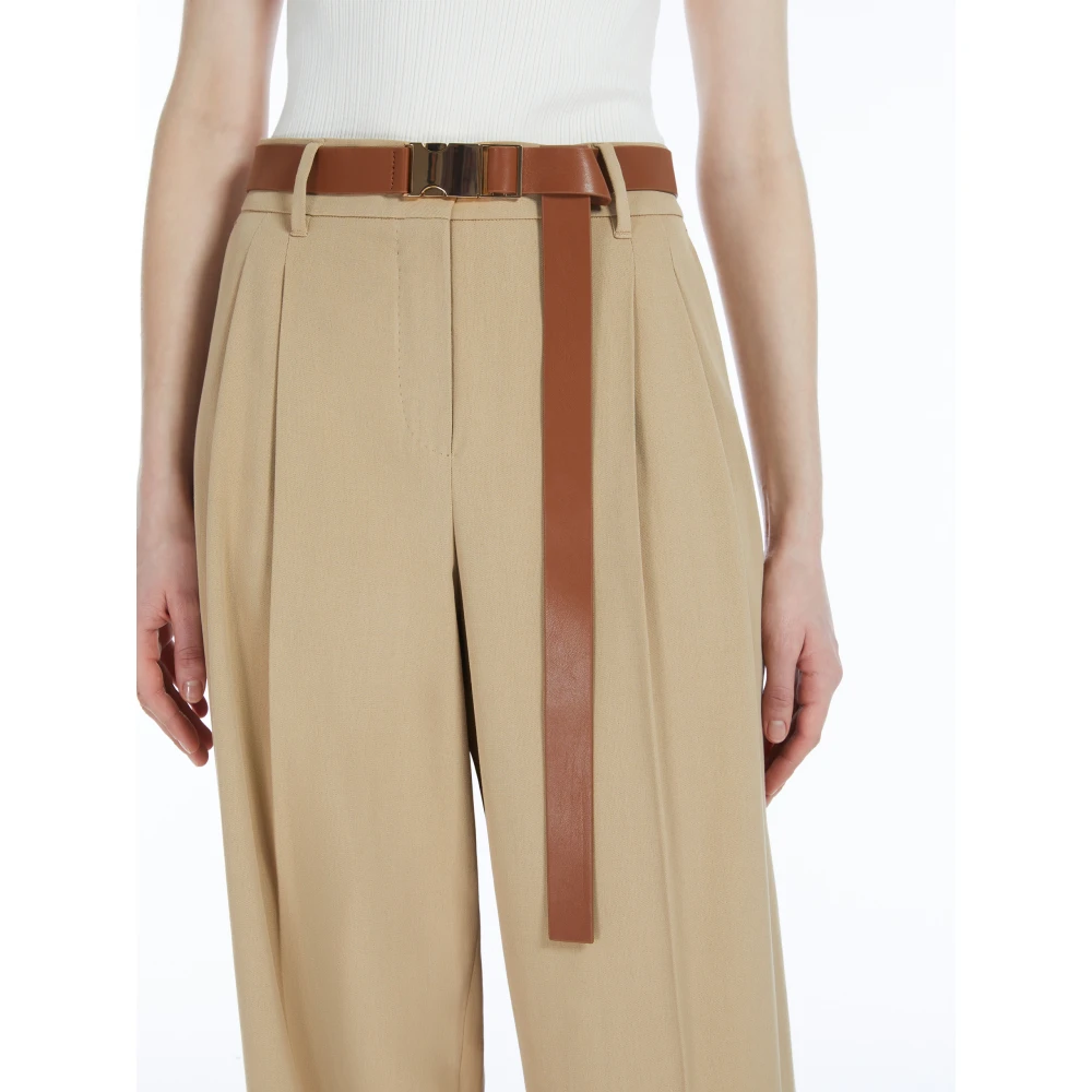 Max Mara Studio Canvasbroek met Franse zakken Beige Dames