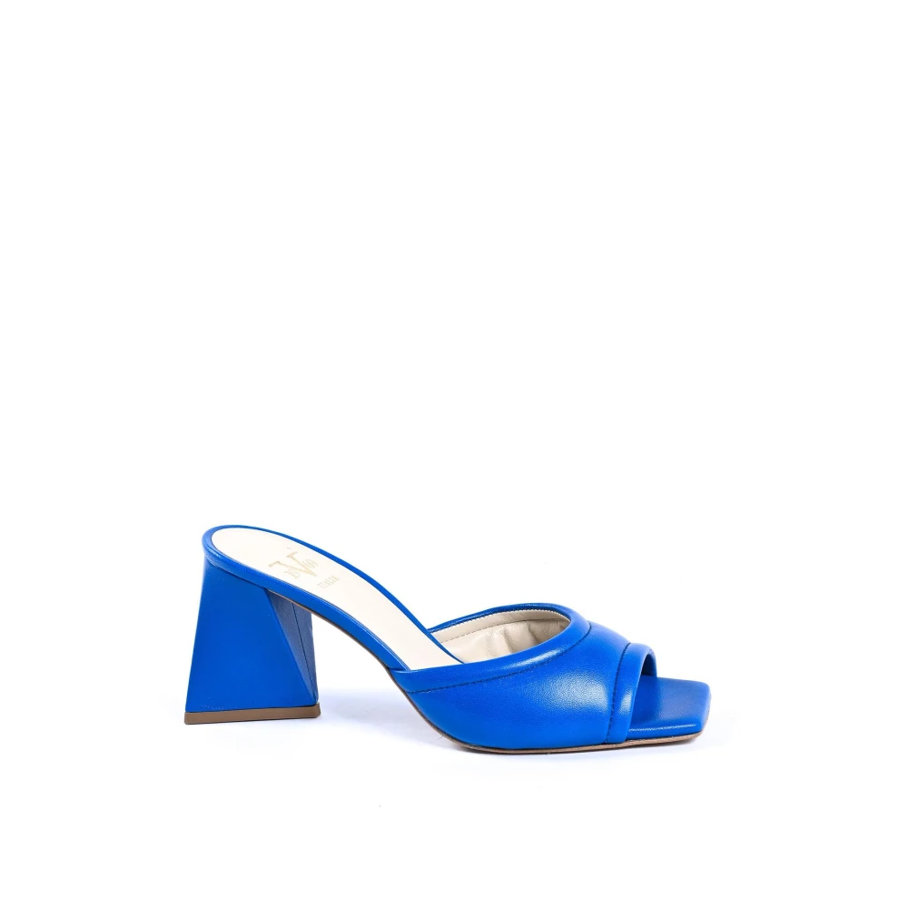 19v69 Italia Blauwe Leren Sandalen met 8cm Hak Blue Dames