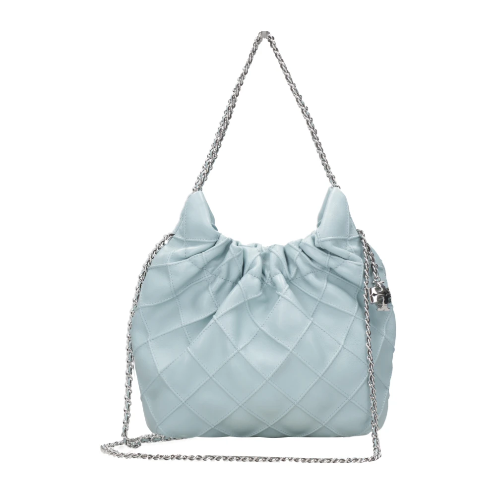 TORY BURCH Nappa Trapeze Gewatteerde Schoudertas Gray Dames