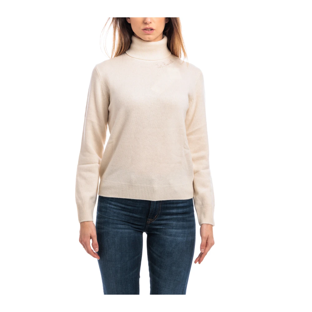 MC2 Saint Barth Moody Turtleneck Tröja Beige, Dam