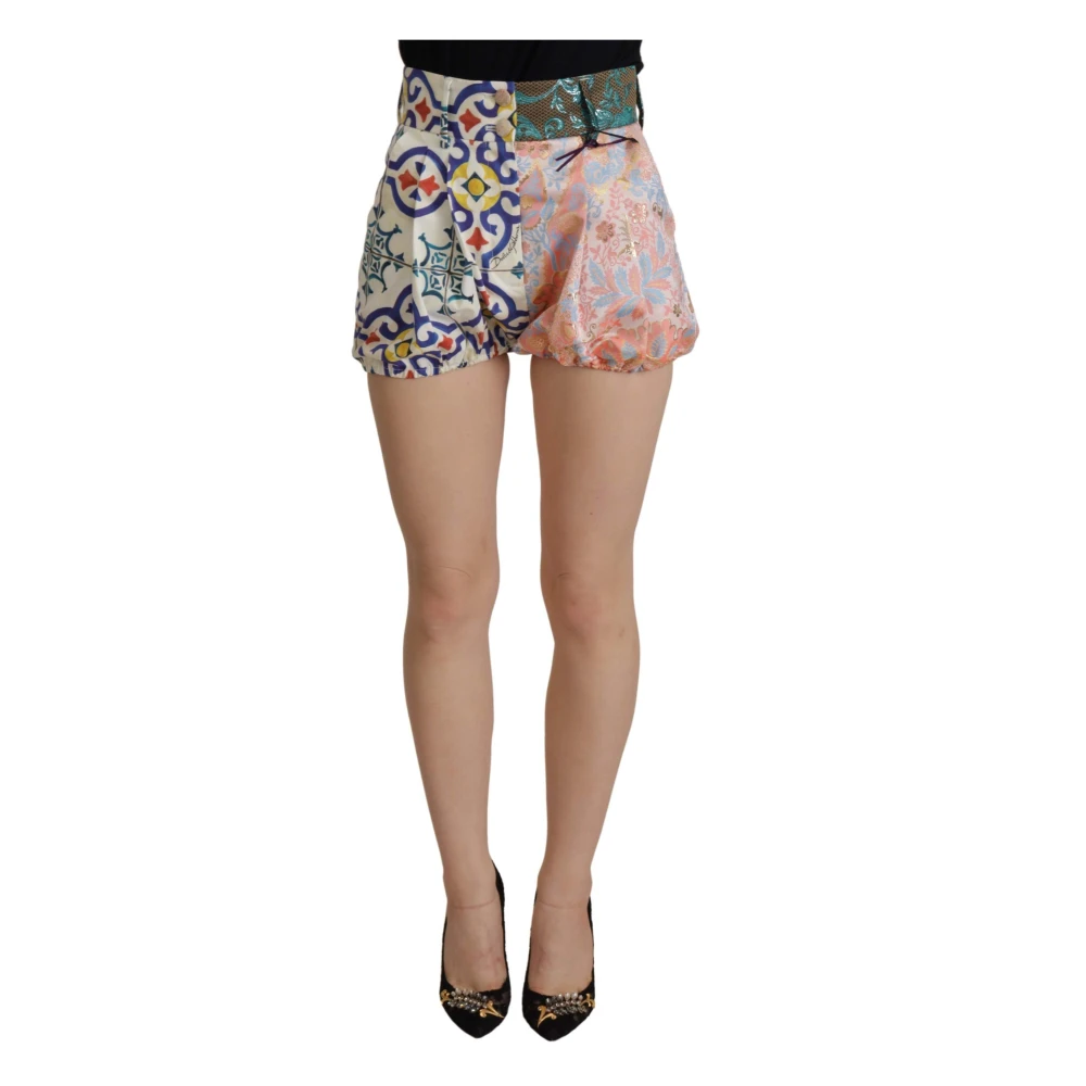 Dolce & Gabbana Women's Multicolor Majolica High-Waist Jacquard Shorts