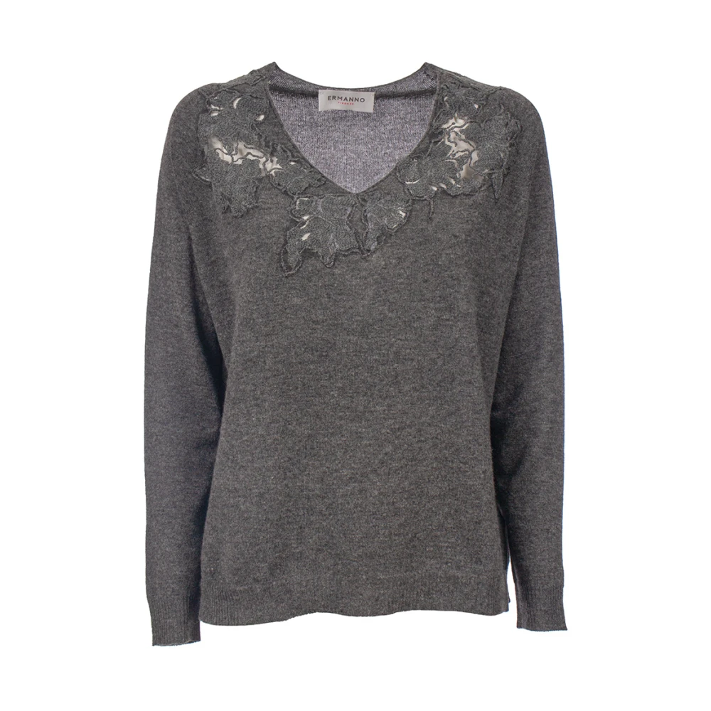 Ermanno Scervino Geborduurde trui met kantdetails Gray Dames
