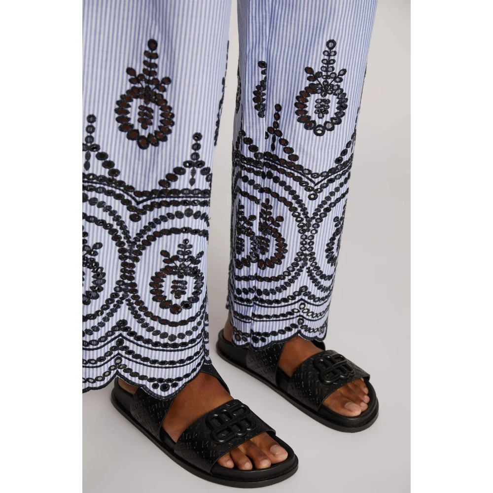 Munthe Geborduurde Krijtstreep Broek Blue Dames