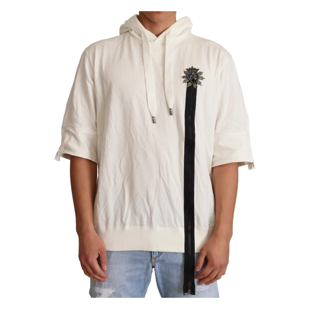 Dolce & Gabbana Men's White Luxury Off- Cotton Hooded Jumper - Hoodies - M - Sweatshirts & Hoodies