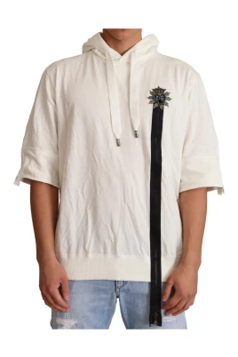 Lyxig Off-White Bomull Huvtröja