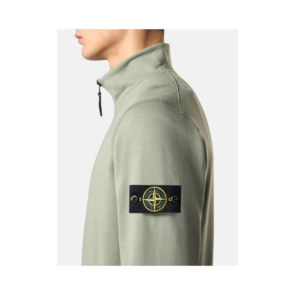 Stone Island Groene Half Zip Katoenen Sweatshirt Green Heren
