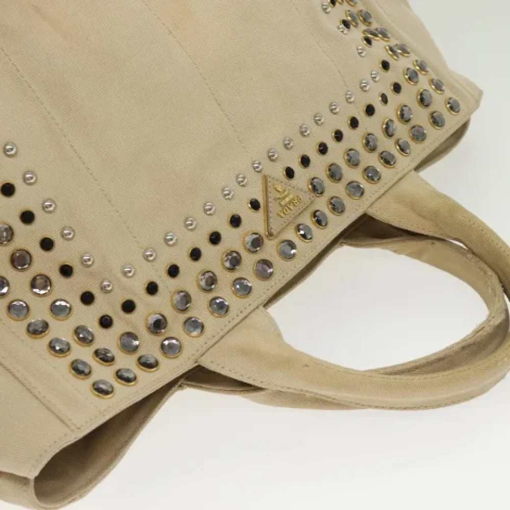 Prada Vintage Pre-owned Canvas handbags Beige Dames