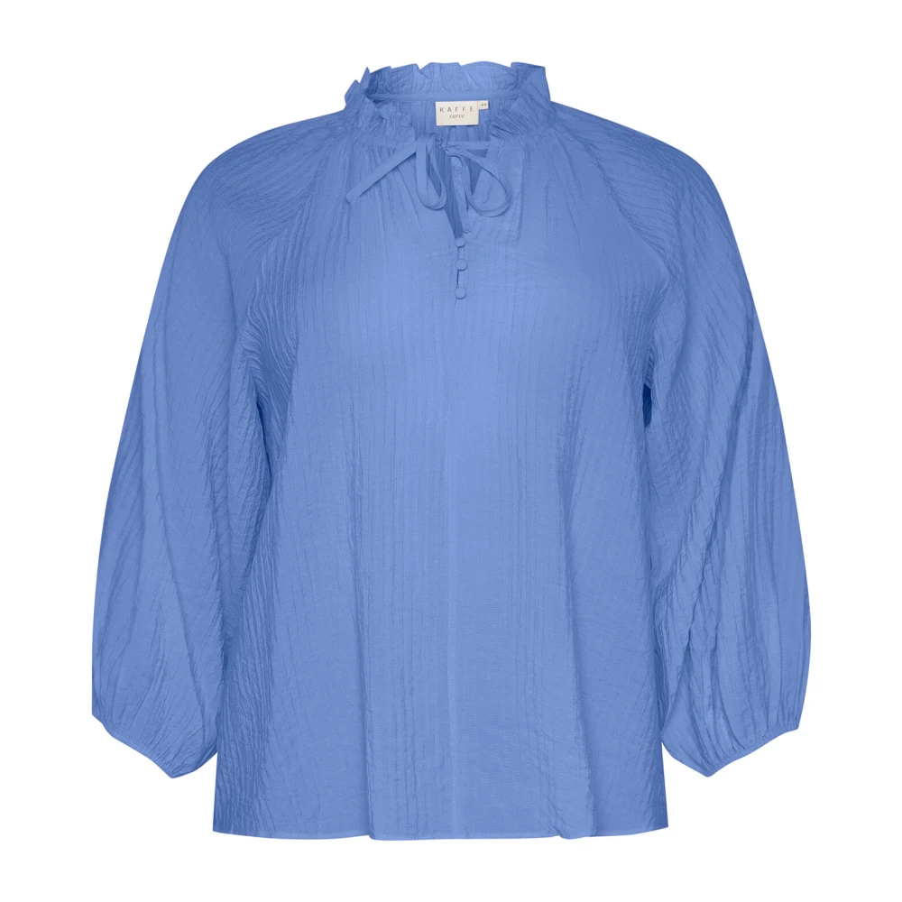 Kaffe Curve Flowing Blouse met Ruchedetail Blue Dames