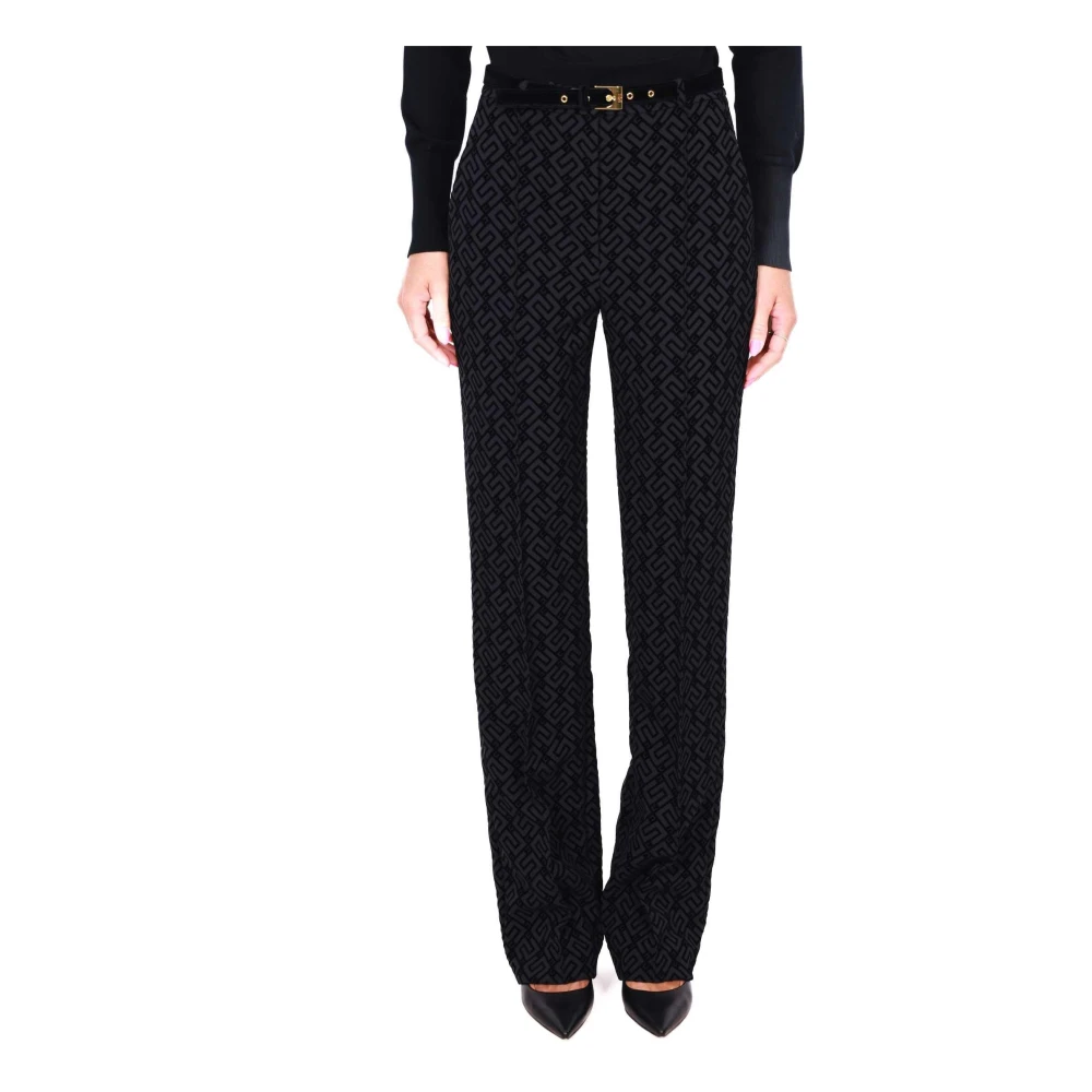 Elisabetta Franchi Zwarte Velours Broek Black Dames