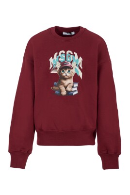 sweatshirt-bordeaux-imprime-chat