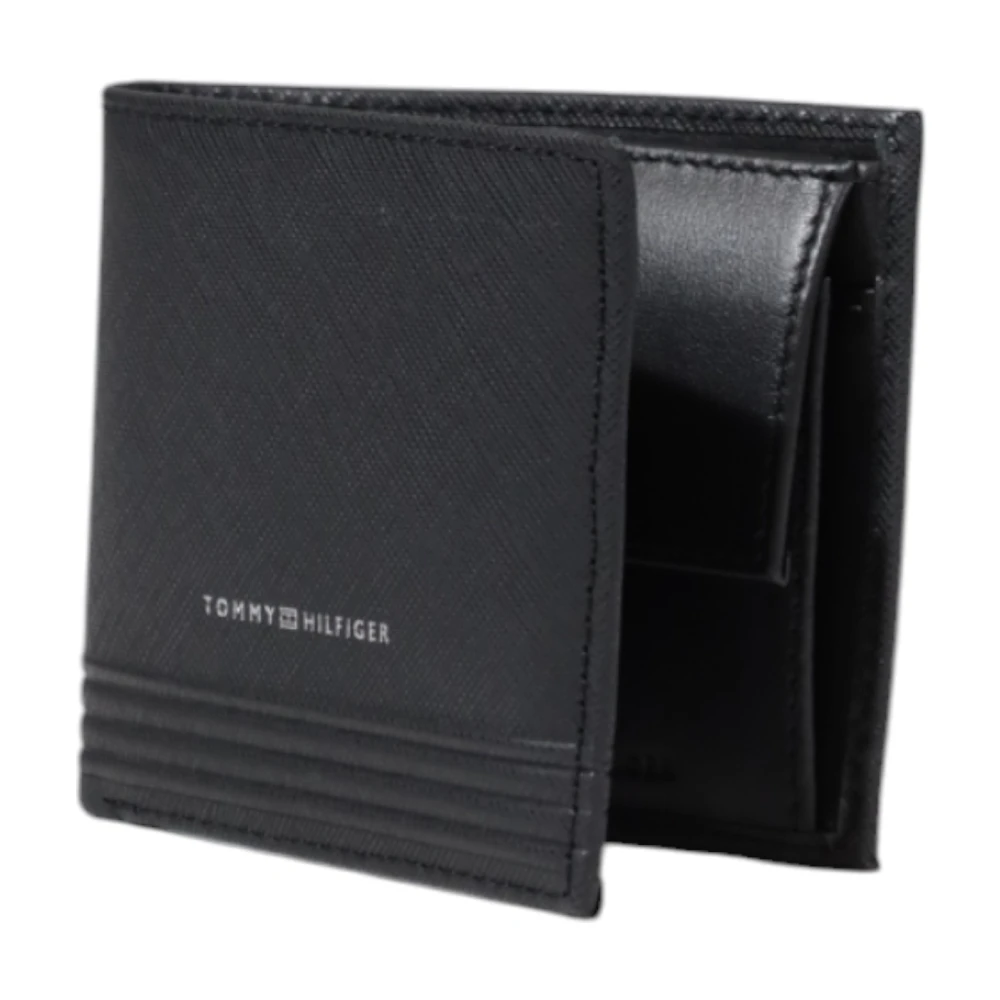 Tommy Hilfiger Klassieke Leren Portemonnee met Zakken Black Heren