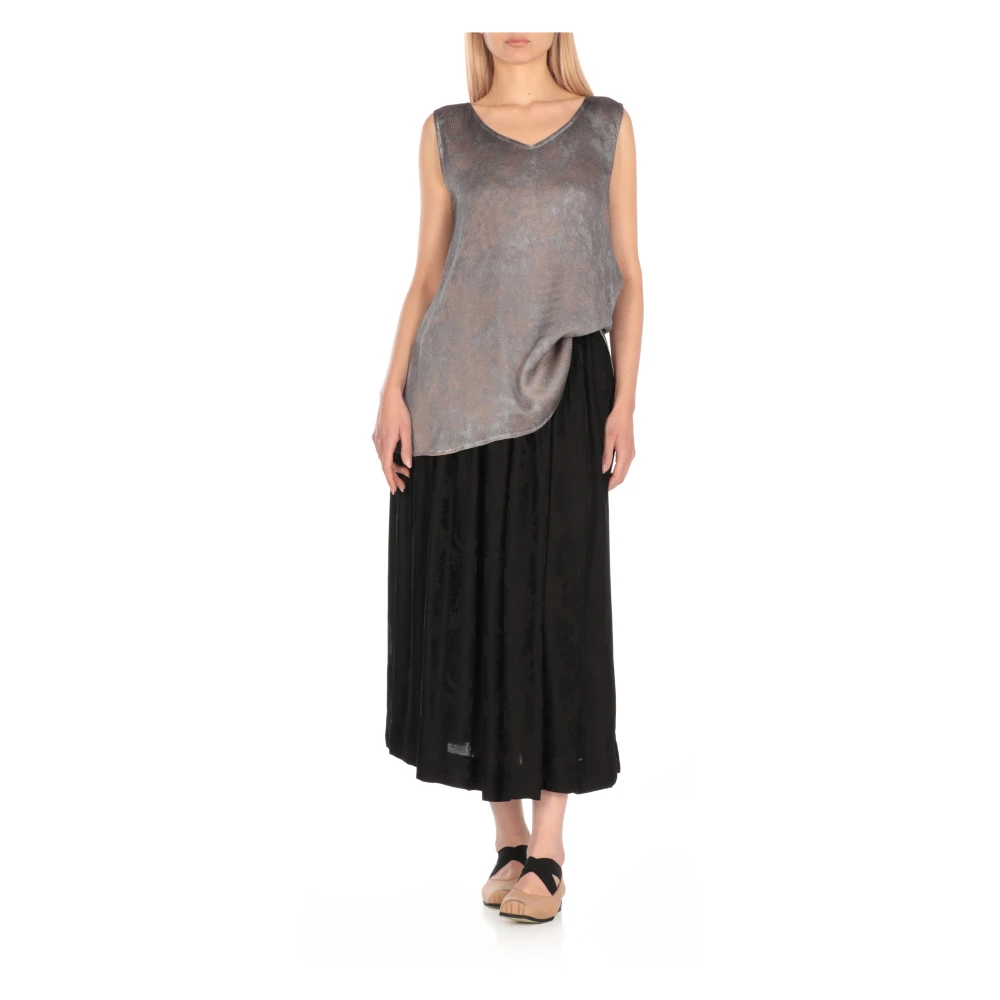 Avant Toi Grijze Zijden Mouwloze Ronde Hals Top Gray Dames