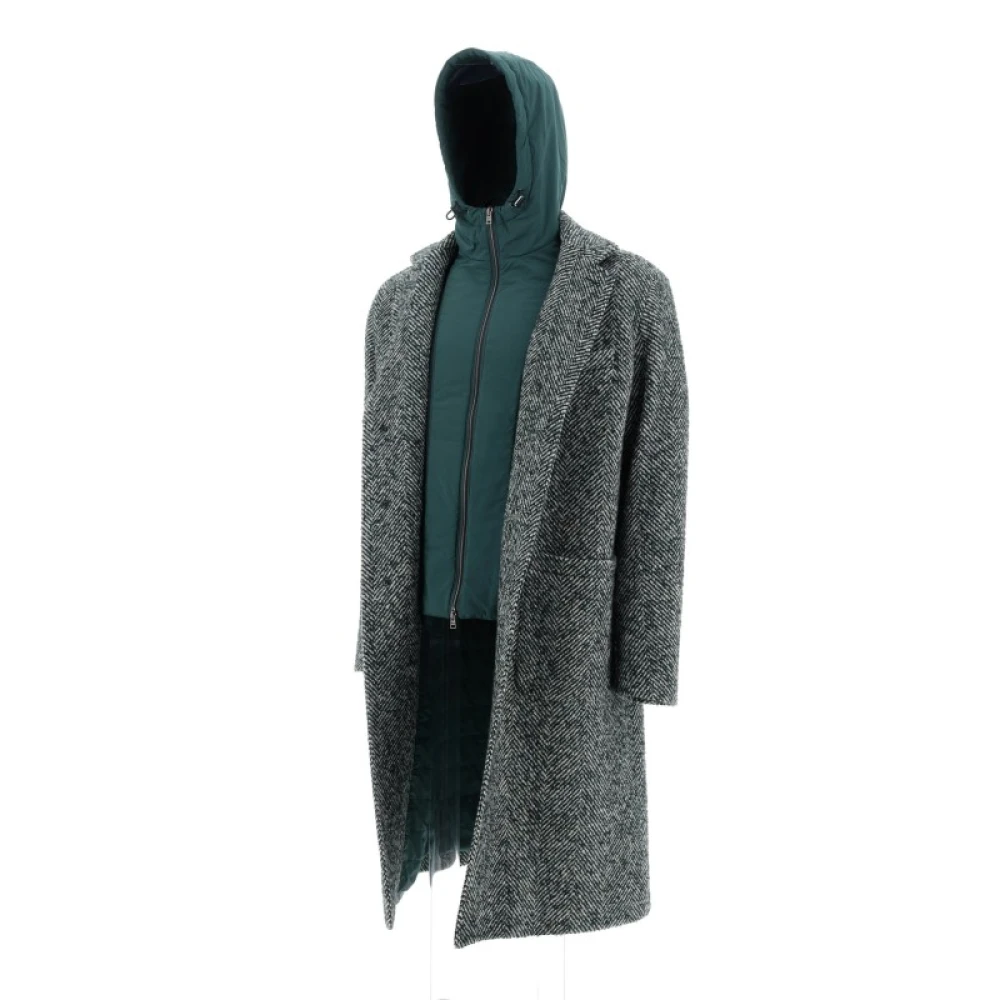 Herno Wol Herringbone Jas Black Heren