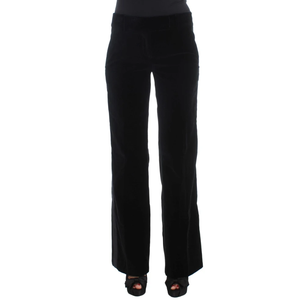 Ermanno Scervino Women's Black Wide Trousers, Xs, Elegant Wide Leg Silk Blend Trousers