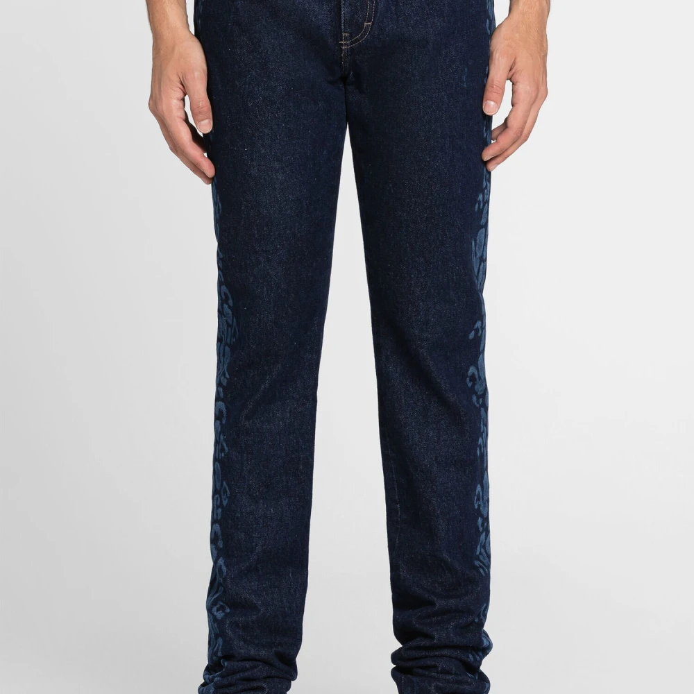 Roberto Cavalli Dierenprint Straight-Leg Jeans Blue Heren