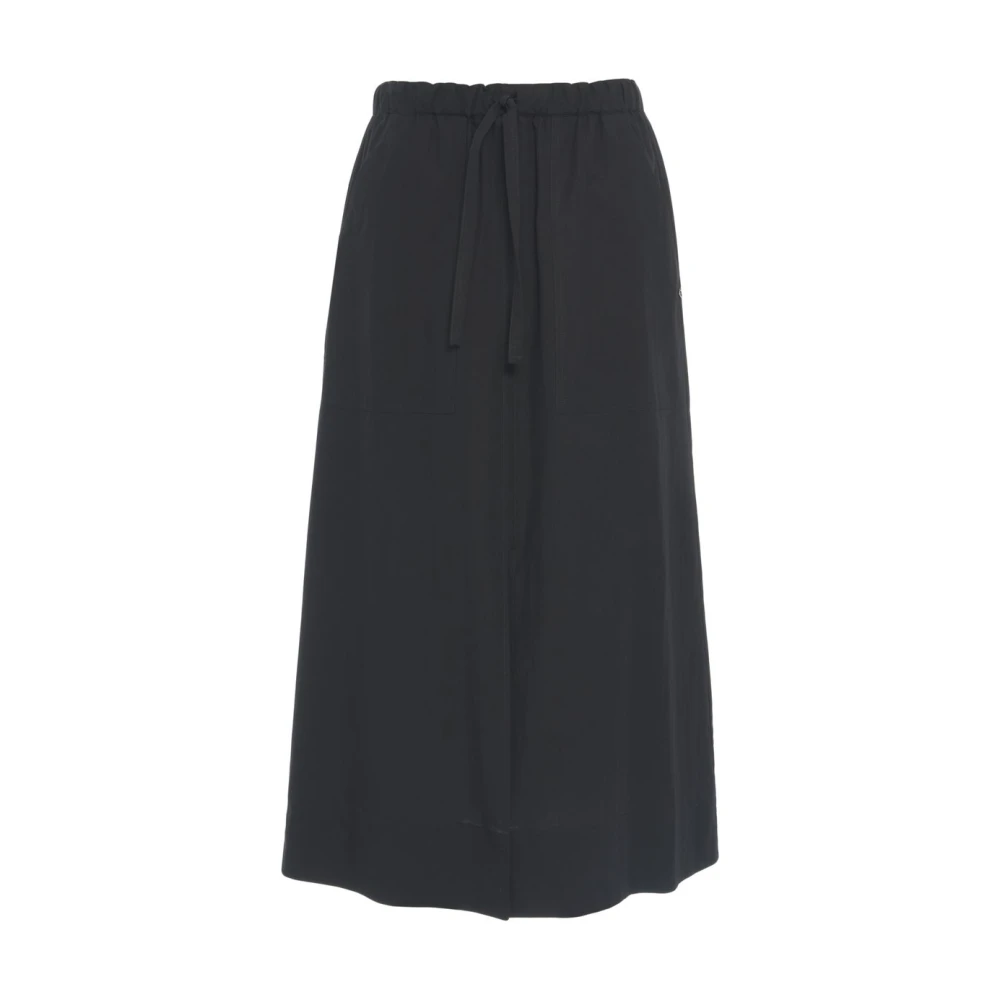 Ottod'Ame Zwarte Midi Rok met Voor Split Black Dames