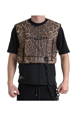 Leopard Siden Ärmlös Sportswear Väst