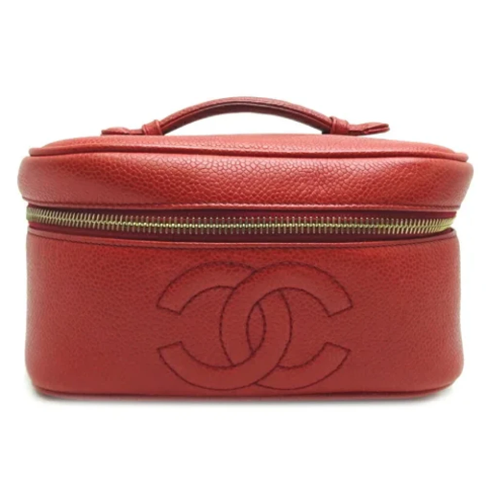 Chanel Vintage Tweedehands Rode Leren Chanel Tas Red Dames