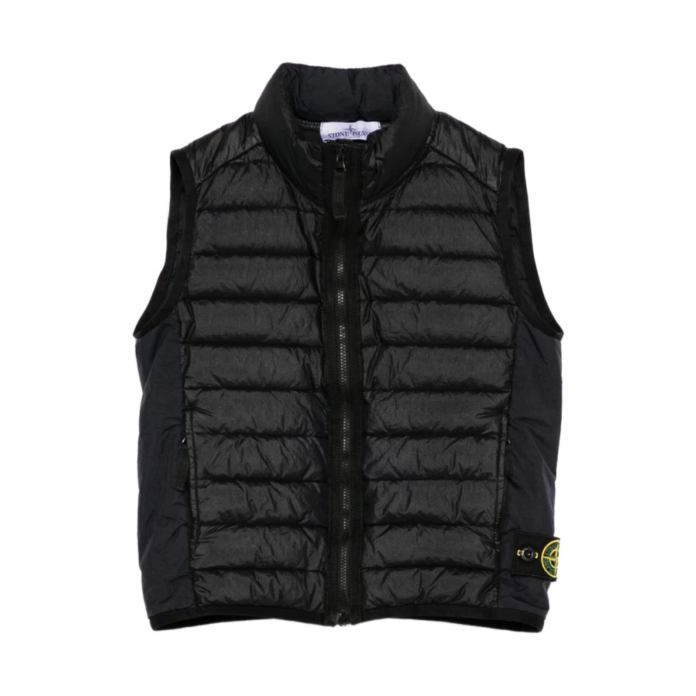 Stone Island Boys Blue Waistcoats, 6 Y, Patch Logo Gilet