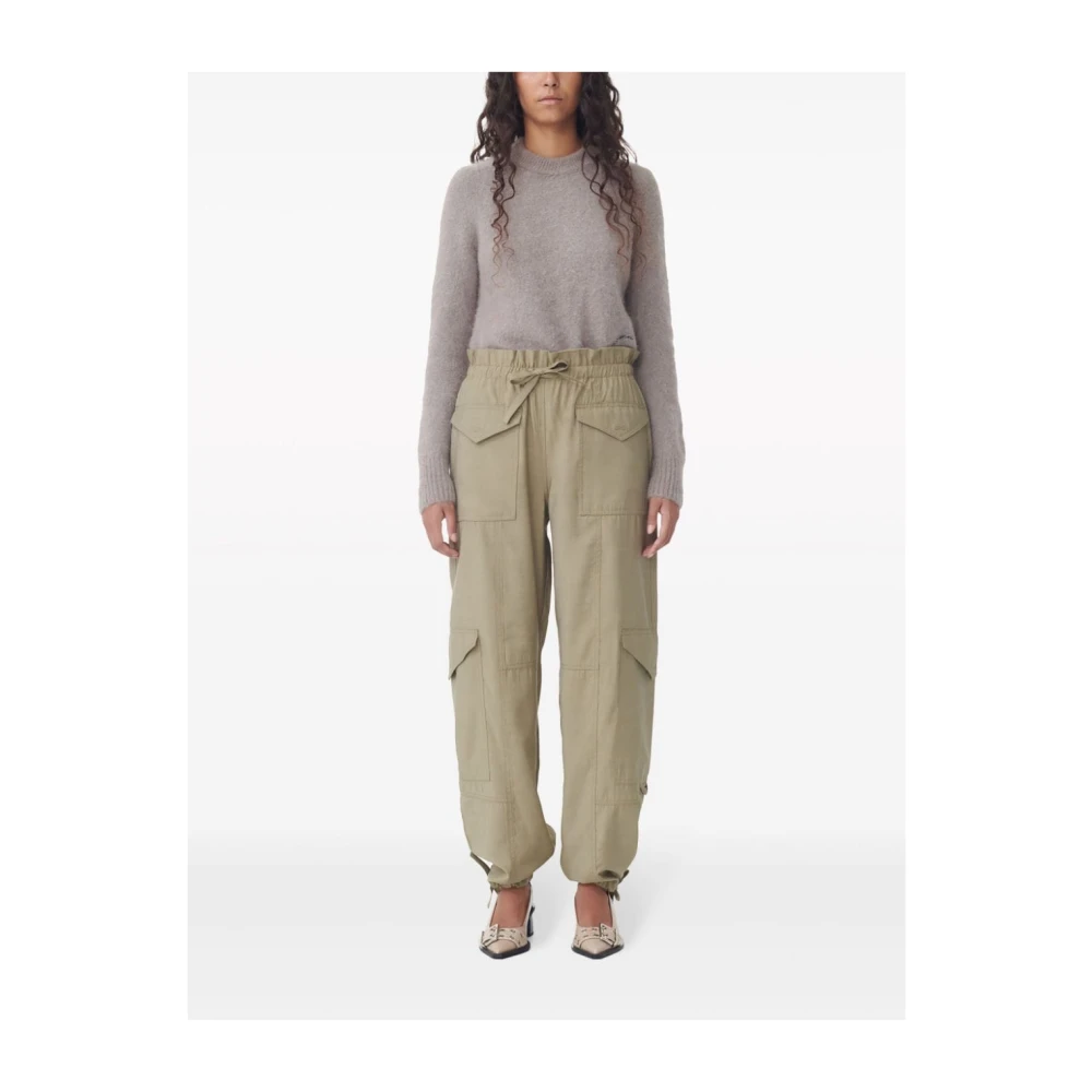 Ganni Tapered Trousers Green Dames