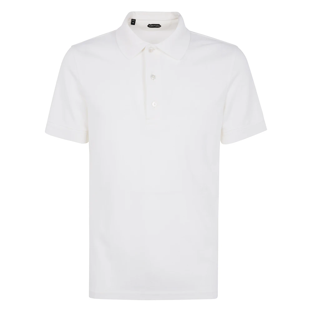 Tom Ford Wit Polo Shirt Gesneden en Genaaid White Heren