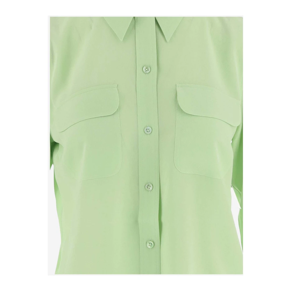 Equipment Luxe Zijden Groene Overhemd Green Dames