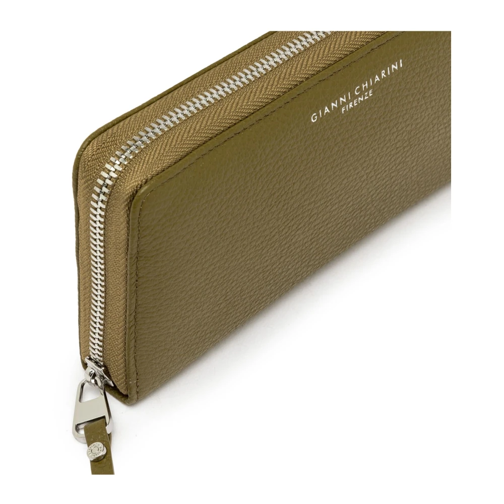 Gianni Chiarini Groene leren portemonnee met ritssluiting Green Dames