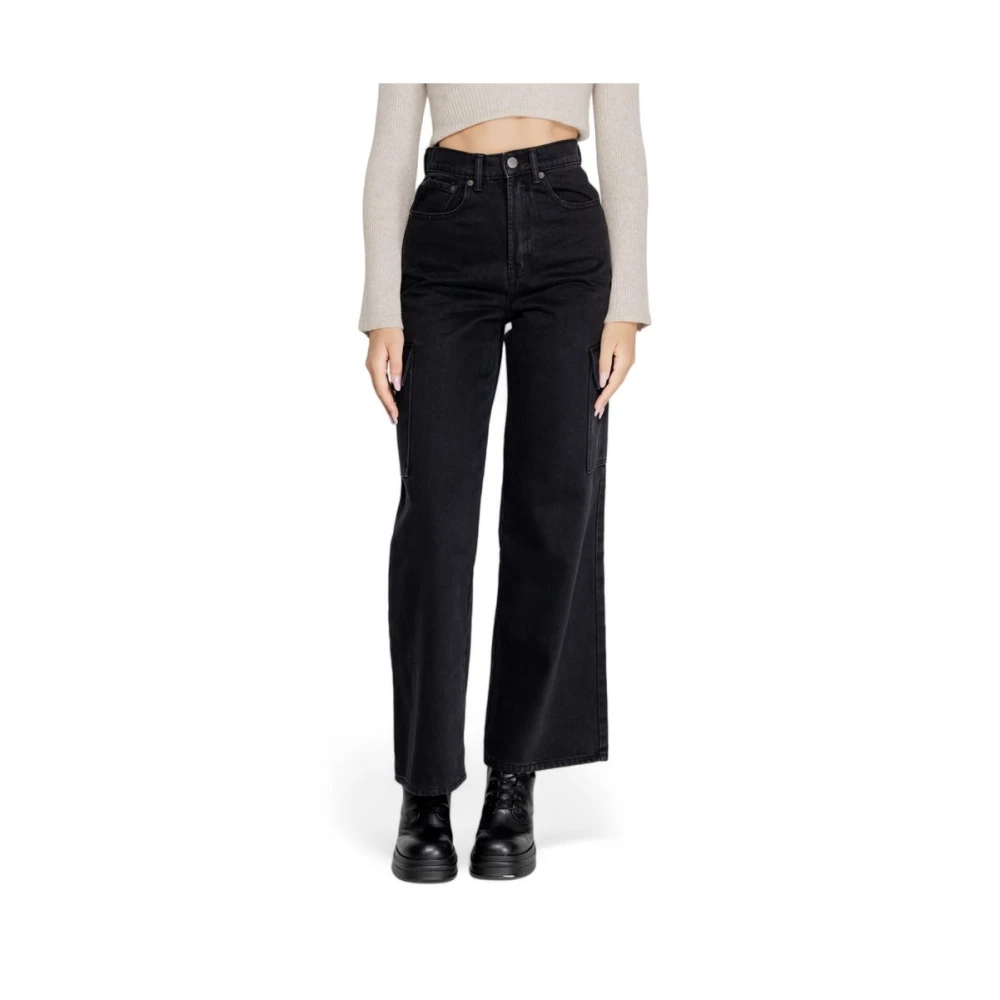Only Zwarte Katoenen Jeans & Broeken Collectie Black Dames