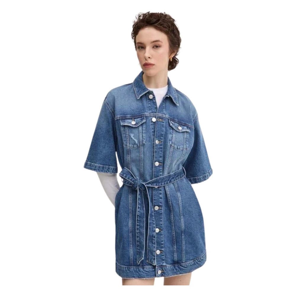 Tommy Hilfiger Denim Jurk met Klokmouwen Blue Dames