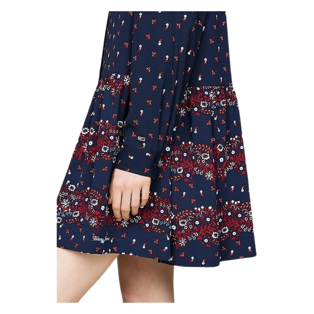 Tommy Hilfiger Blauwe Bloemenoverhemdjurk Blue Dames