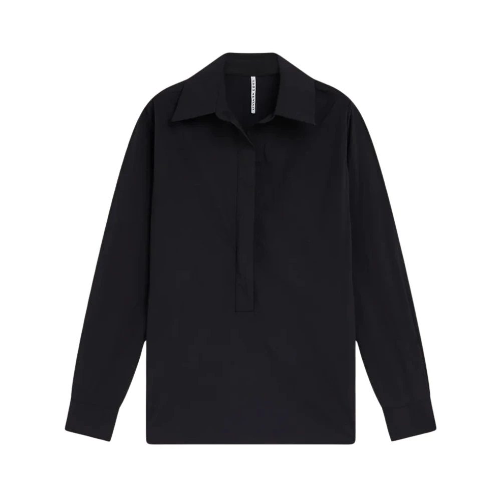 Liviana Conti Katoenen Diepe V-Hals Blouse met Lange Mouwen Black Dames