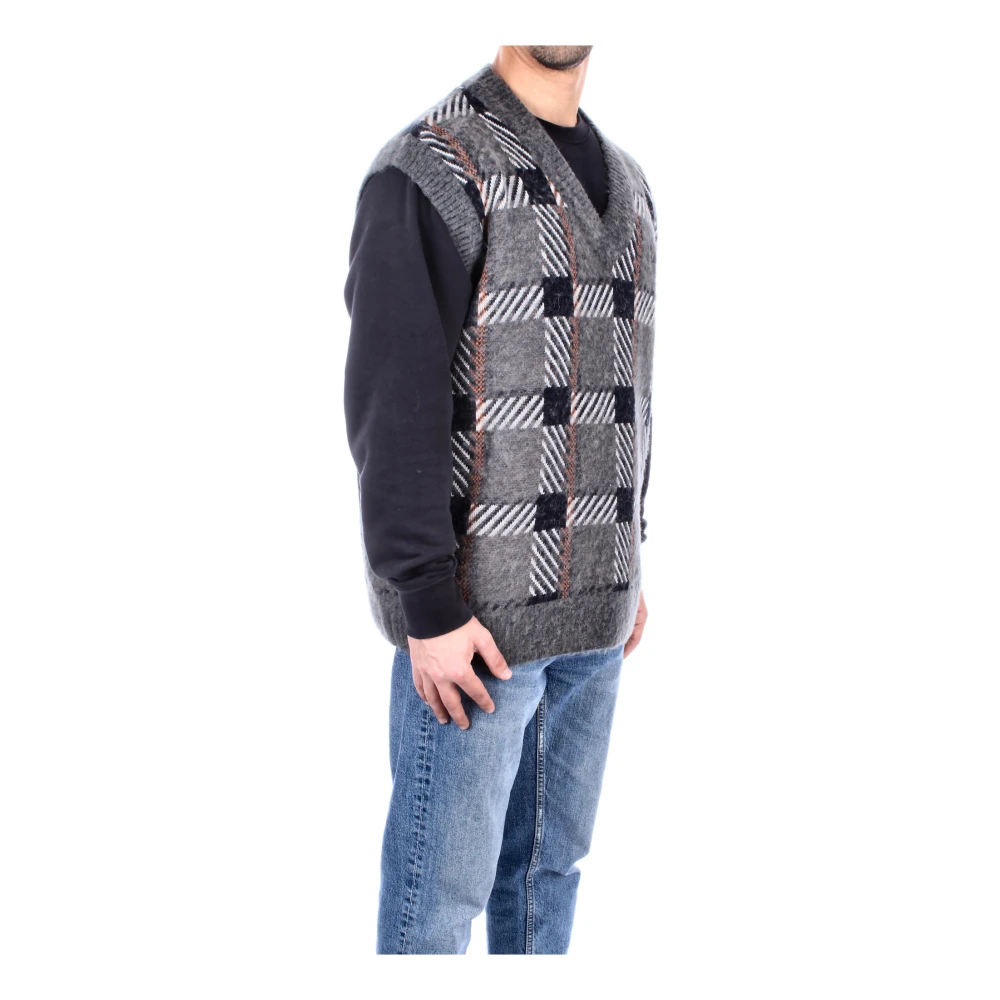 Fred Perry Groene Mouwloze Jas Alpaca Wol Multicolor Heren