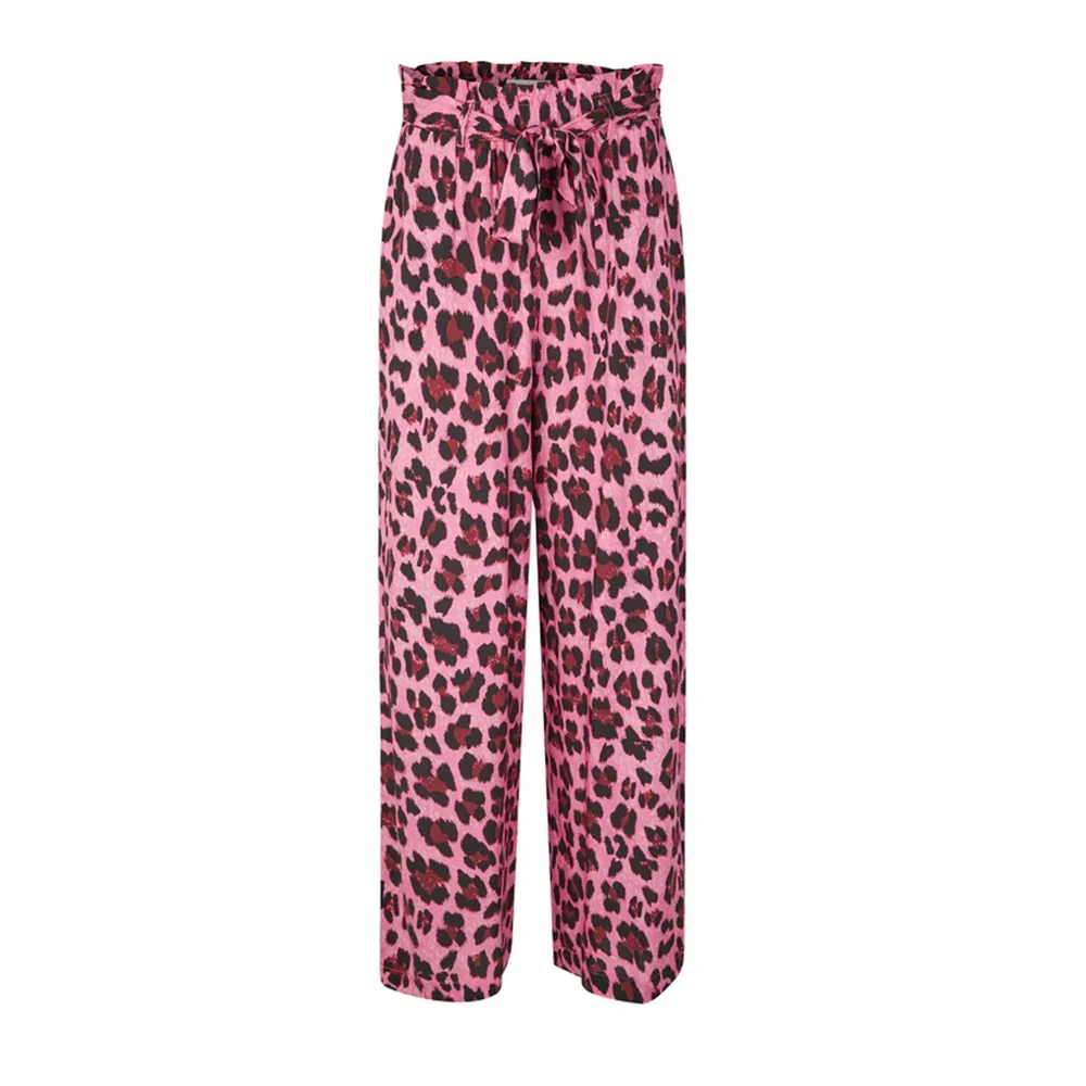 Lollys Laundry Multicolor Straight Trousers, Female, S, Neon Pink Elastic Waist Trousers