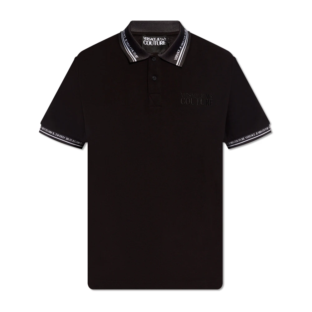 Versace Jeans Couture Zwarte Logo Print Polo Shirt Black Heren
