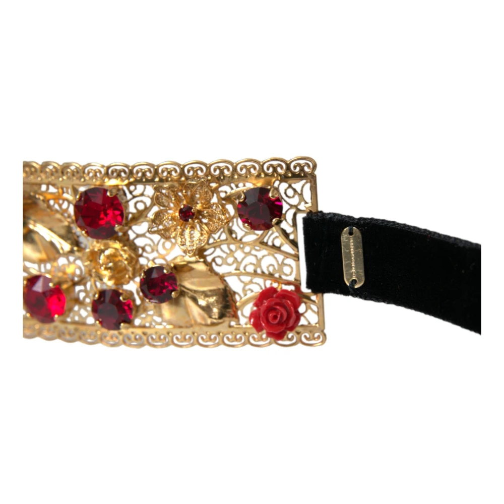 Dolce & Gabbana Gouden Kristal Roos Juweel Taille Riem Yellow Dames