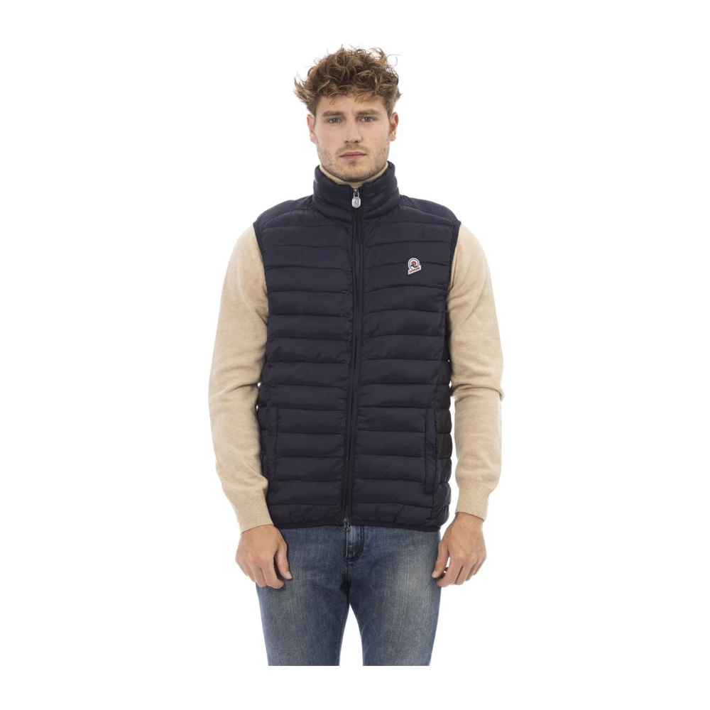 Invicta Blauwe gewatteerde vest met contrast patch Blue Heren