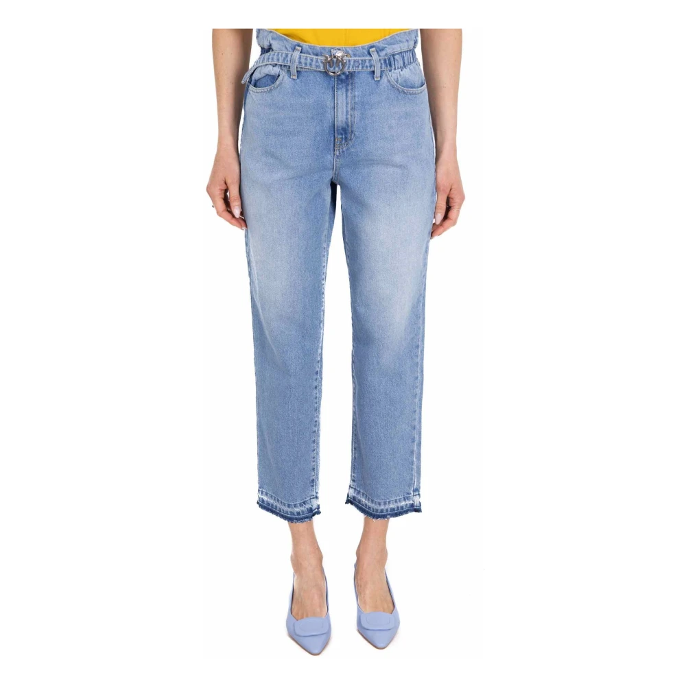 Pinko Hoge Taille Mom Fit Jeans met Blauwe Riem Blue Dames