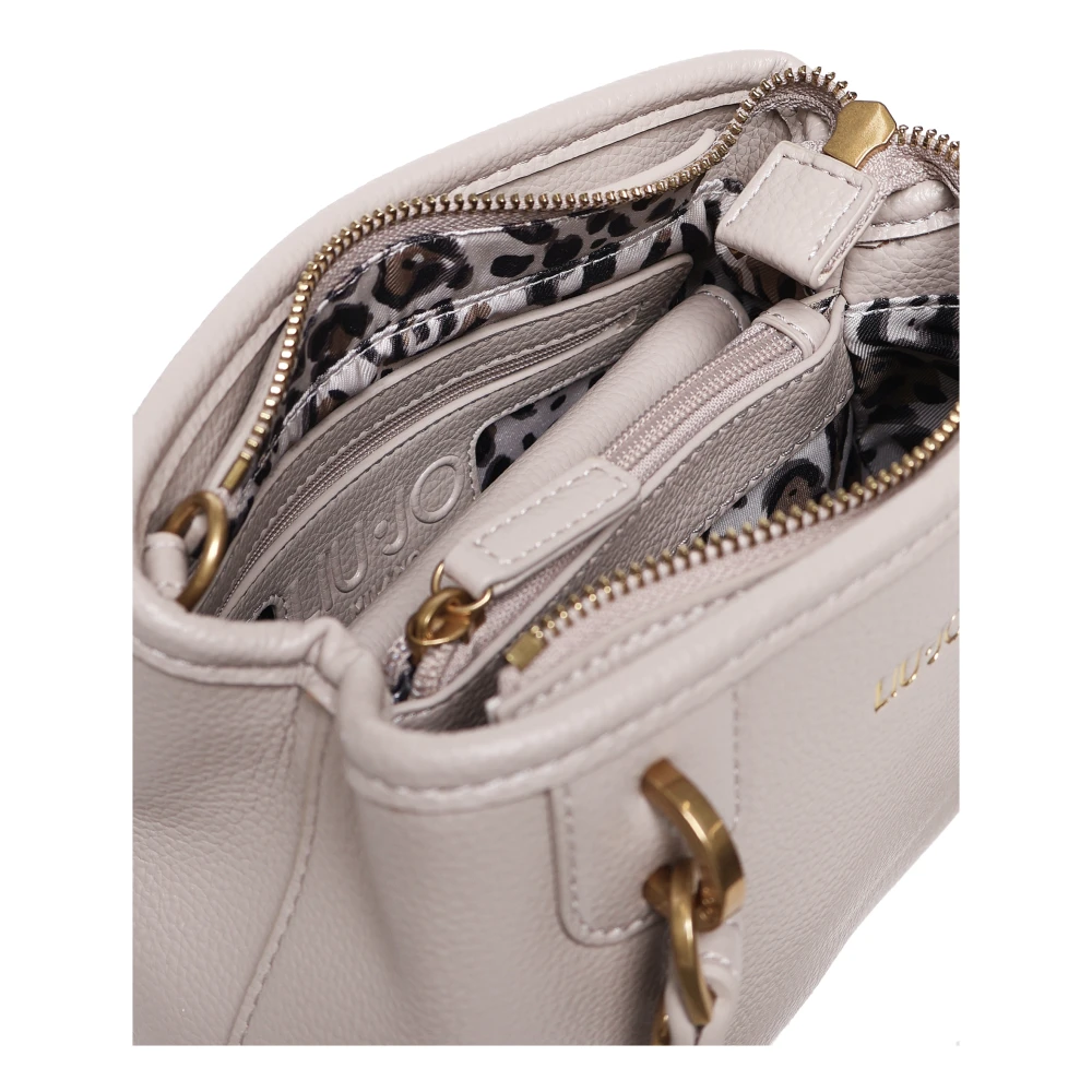 Liu Jo Taupe Gehamerde Effect Handtas met Riem Beige Dames
