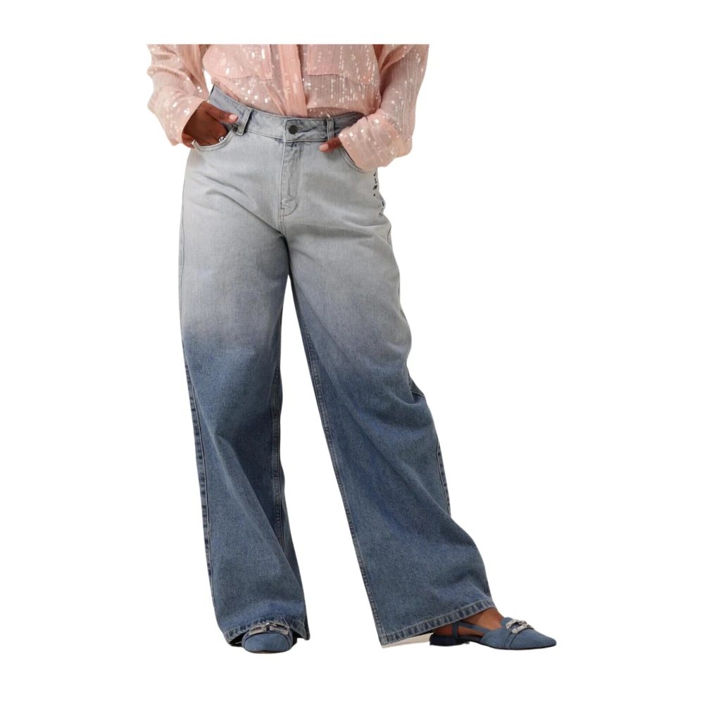 Alix The Label Blauwe Dip Dye Wide Leg Jeans Blue Dames