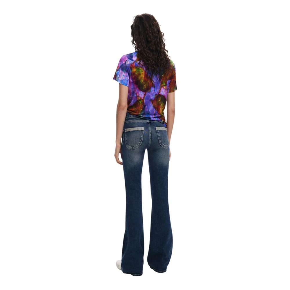Desigual Lila Viscose Korte Mouw T-Shirt Multicolor Dames
