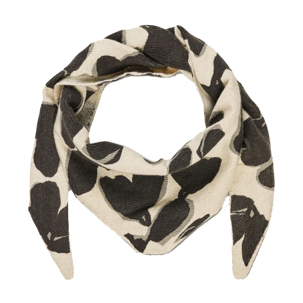 Masai Elegante Driehoekige Sjaal met Handgeschilderd Patroon Black Dames