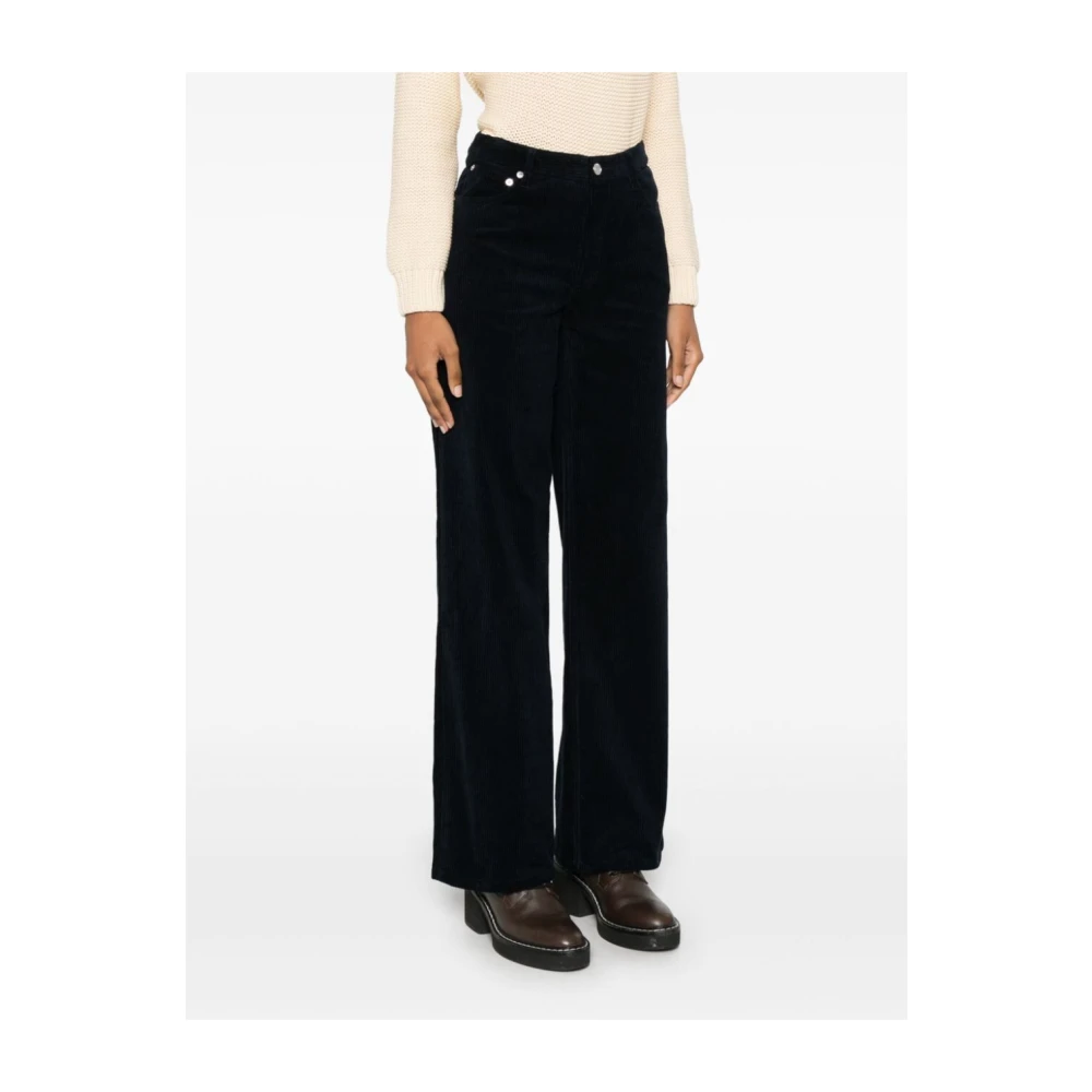 A.p.c. Wijde Corduroy Broek in Tabaksbruin Blue Dames