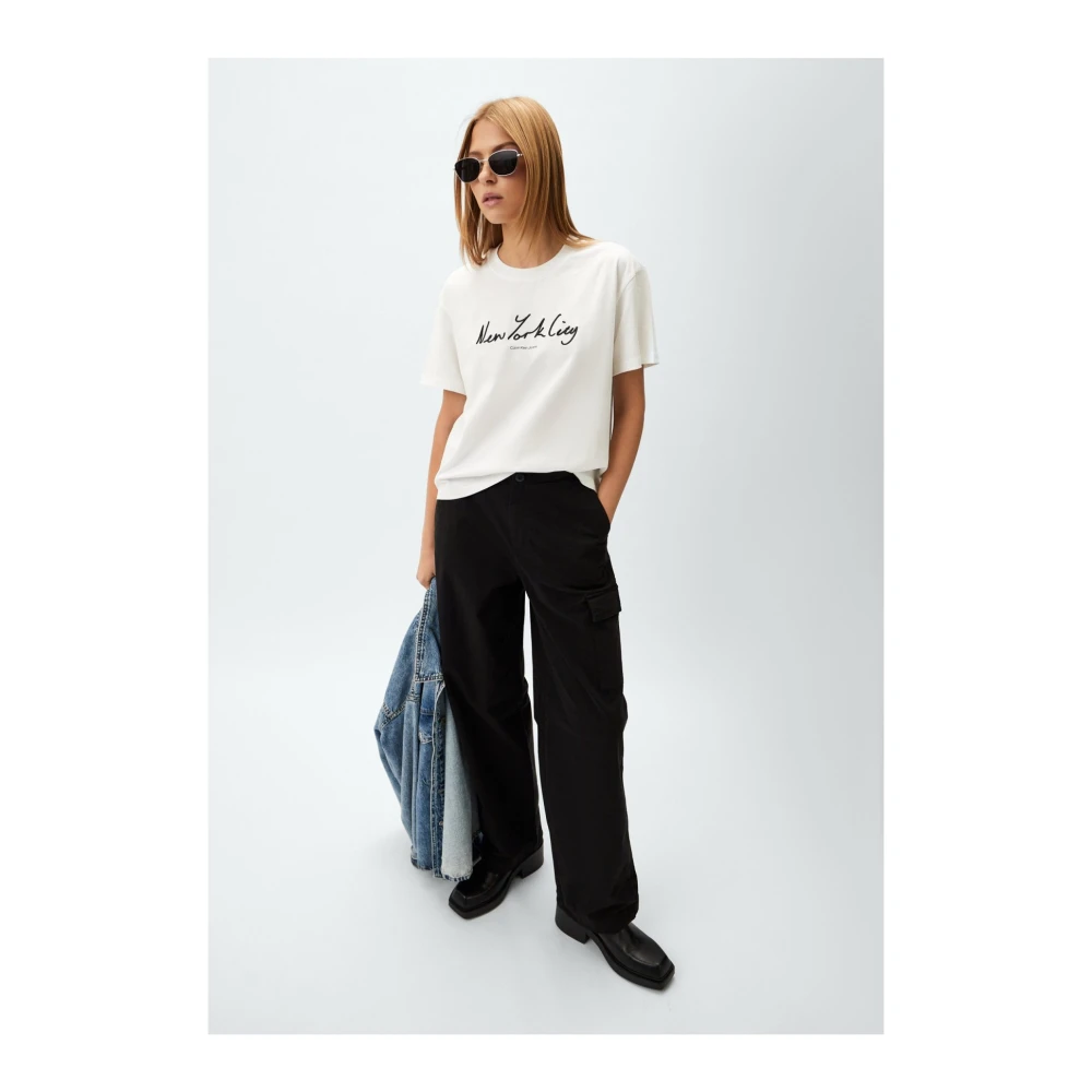 Calvin Klein NYC Logo T-shirt Rechte pasvorm White Dames