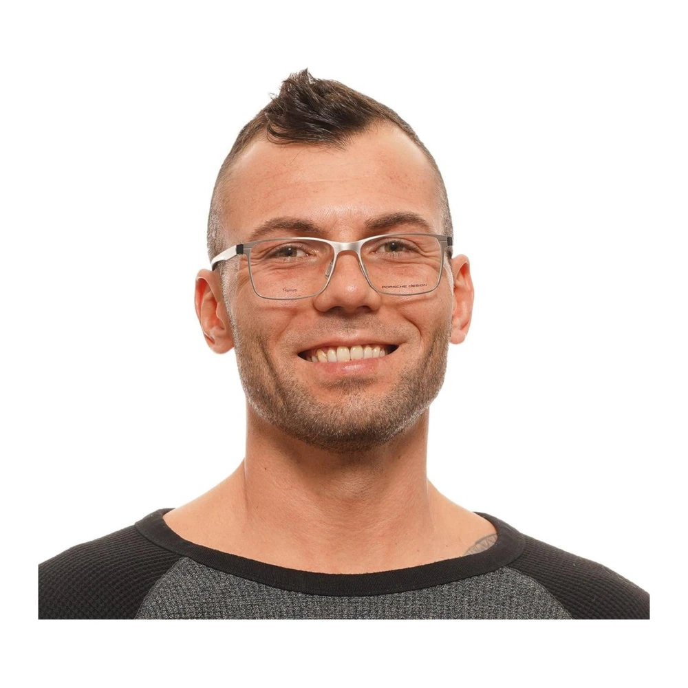 Porsche Design Titanium Rechthoekige Optische Frames met Hoes Gray Heren
