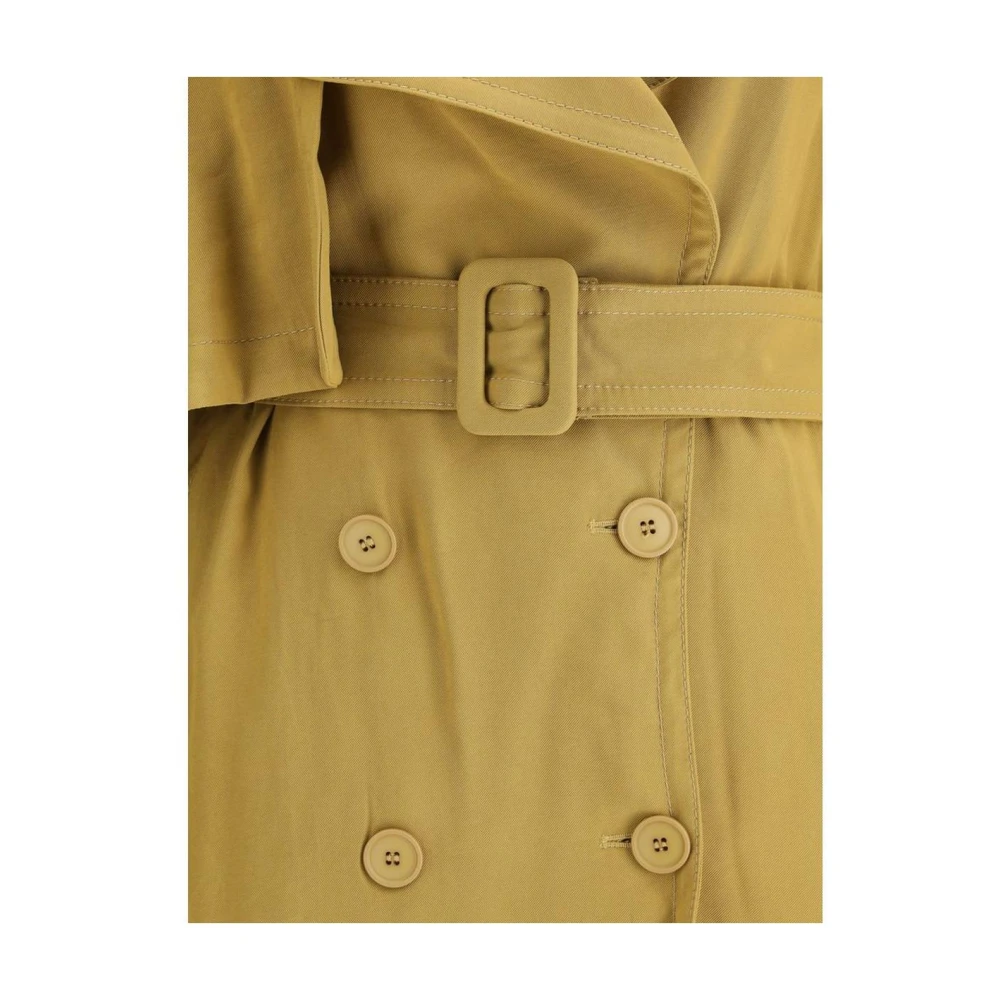 Andamane Mosterd Trenchcoat Relaxte Pasvorm Lange Mouw Beige Dames
