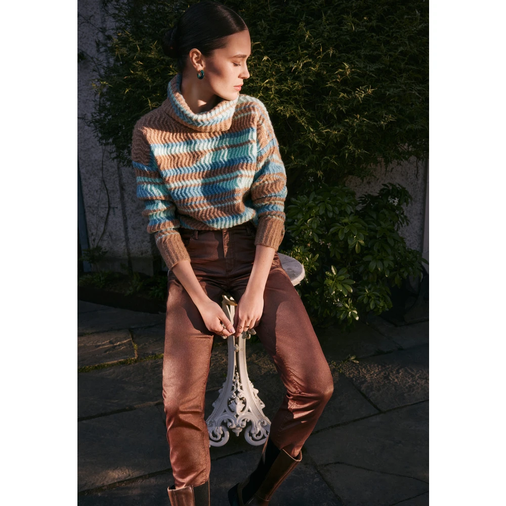 Betty & Co Casual broek in glitter-look Brown Dames