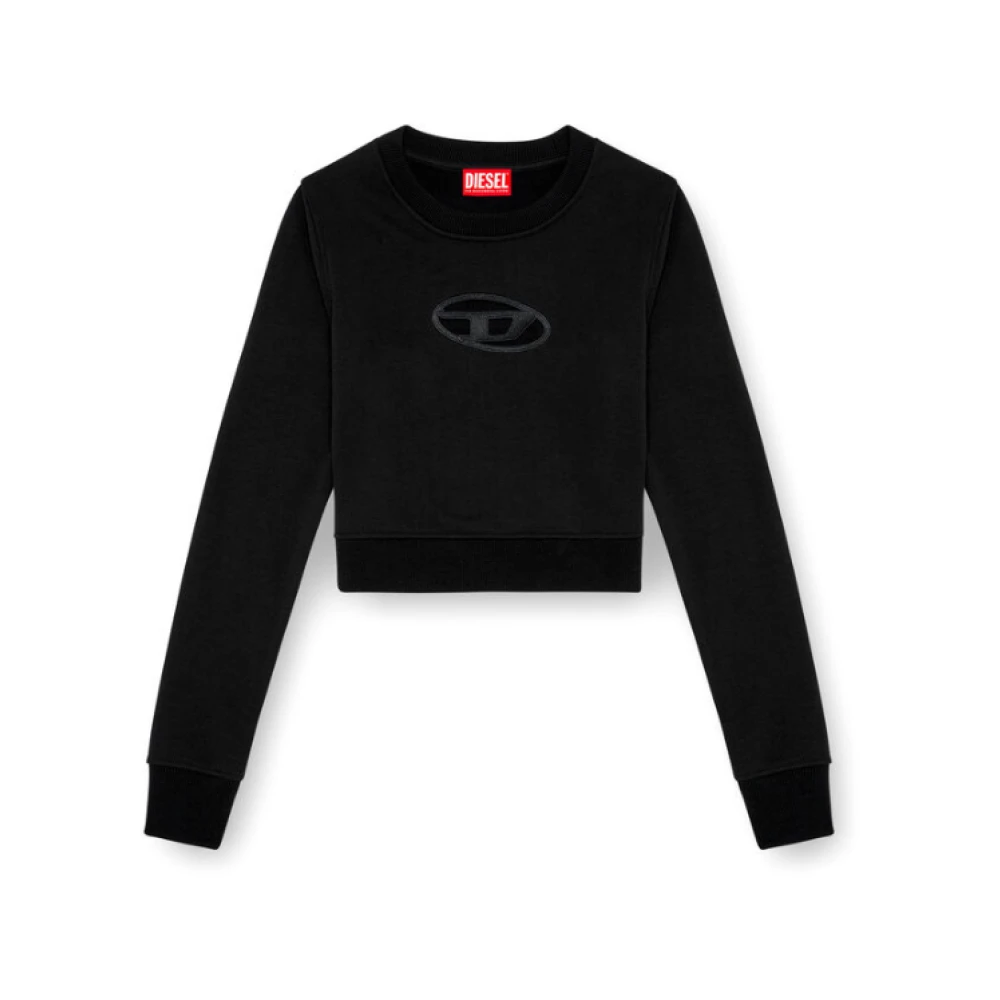 Diesel Zwarte Crew Neck Sweater met Uitgesneden Details Black Dames
