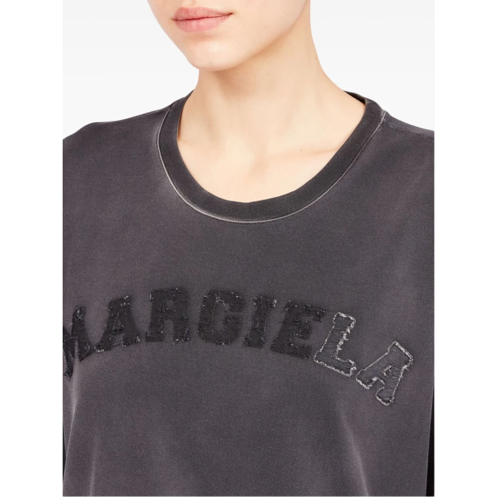 Maison Margiela Grijze Logo T-shirts en Polos Gray Dames