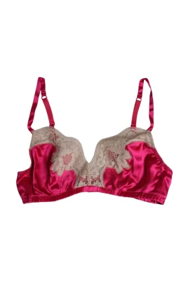Magenta Blommig Spets Balconette-BH