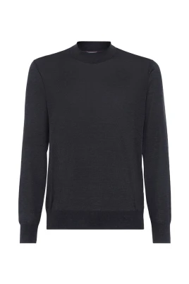 Grå Crew Neck Tröja Ribbad